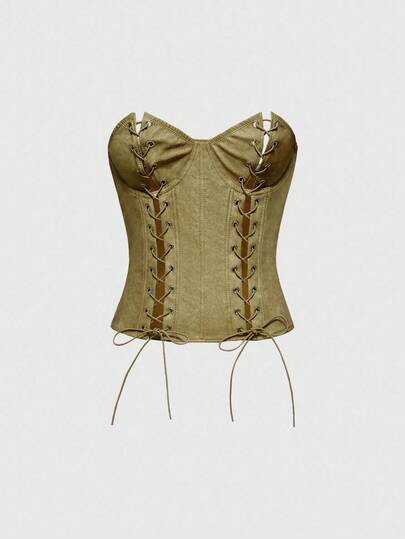 Grunge Punk الكنزة النسائية المشذبة العتيقة من جلد البولي يوريثان بشق رائع