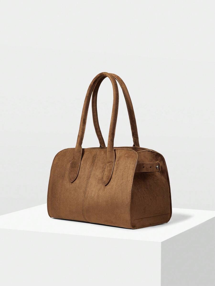 MOTF PREMIUM PU LEATHER SQUARE TOTE BAG - Brown - View 2