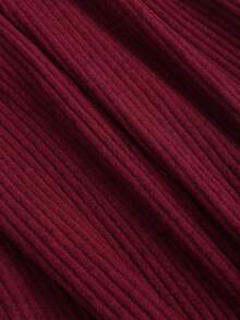 Sweetra 2 件套：休闲舒适弹力喇叭裤和长袖酒红色衬衫，秋冬 - 酒紅色 - 查看 6