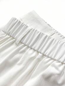 EMERY ROSE Quần ống đứng lưng xếp ly màu trơn cỡ lớn cho nữ - trắng - Xem 4