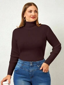 EURMUSE Jersey de cuello alto de unicolor, diseño de moda adecuado para el verano - Marrón - Ver 5