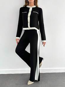 EURMUSE Women's Knitwear Cardigan & Skirt Co-Ords