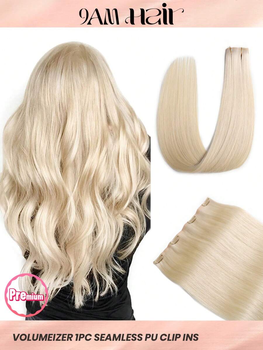Seamless Clip Ins Volumizer 55g 1 cái 60# Platinum Blonde 100% HQ Cuticle Aligne Remy tóc người PU liền mạch kẹp tóc nối tóc nối - S60 - Xem 1
