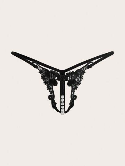 Women's Gothic Pearl Cutout Butterfly Sexy Panties