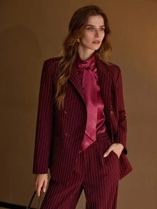 MOTF PREMIUM OLD MONEY STRIPED STRUCTURED BLAZER - Burgundy - View 3