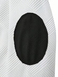 Manfinity Homme 男士撞色长袖纽扣设计抽绳休闲连帽衫，秋冬 - 黑與白 - 查看 4