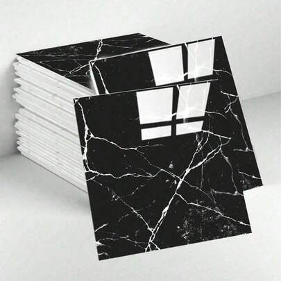 12 块自粘乙烯基地板砖，防水即剥即贴浴室、厨房、卧室、客厅装饰（白色大理石），PVC 浴室、厨房、客厅淋浴瓷砖，翻新贴纸，可剥离墙板，壁纸，家居浴室装饰浴室地毯地毯秋季装饰浴室配件