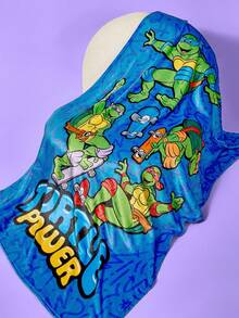 TEENAGE MUTANT NINJA TURTLES | SHEIN 1 件卡通图案法兰绒厚毯，柔软温暖，防脱落，适合沙发、床、午睡，多种尺寸可选 - 藍色 - 查看 2