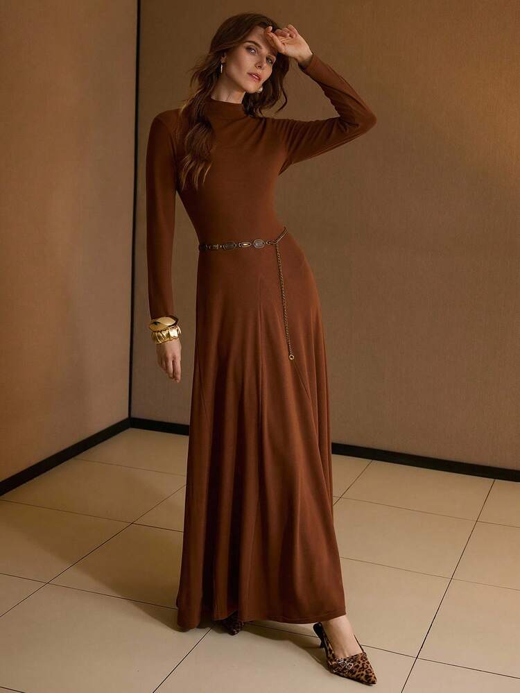 MOCK NECK LONG SLEEVE DRESS