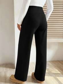 SHEIN Fall Clothes,Autumn Clothes,Maternity Autumn/Winter Clothes Maternity Casual Solid Color Fleece Pants, Suitable For Autumn/Winter Pregnancy Clothing Black Maternity Pants Maternity Pants Black Dress Pants Women Pregnancy Pants Women Maternity Pants Tall Women Pants