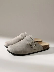 Solecia 女士时尚厚底拖鞋，圆头方扣，配套鞋子 - 淺灰色 - 查看 3