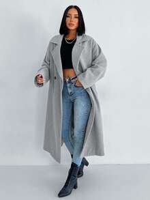 EURMUSE Women's Casual Versatile Wool Blend Jacket, Autumn/Winter - Light Grey - View 4