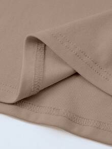 INAWLY Camiseta de manga larga de unicolor informal para mujer de talla grande - Camel - Ver 6