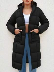 EURMUSE Abrigo acolchado con cremallera con capucha