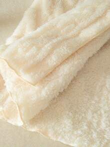 Sparklyn Tween Girls Casual All-Match Versatile Homewear Daily School Wear Cable Knit Striped Fuzzy Collar Open Front Mid-Length Autumn/Winter Jacket - Apricot - View 8