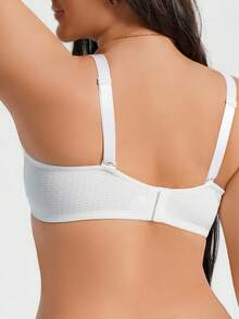 1 Áo ngực không dây đệm mút thêu vải Jacquard cỡ lớn, thoải mái, có gọng, nâng ngực - trắng - Xem 2