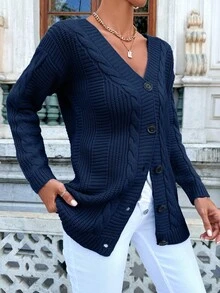 EURMUSE Women's Casual Solid Cardigan, Spring/Autumn - Royal Blue - View 3