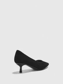 CUCCOO BIZCHIC 女士时尚黑色舒适尖头小猫高跟鞋，适合通勤、约会、聚会和度假 - 黑色 - 查看 8