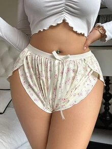 大码女式可爱碎花休闲平角内裤