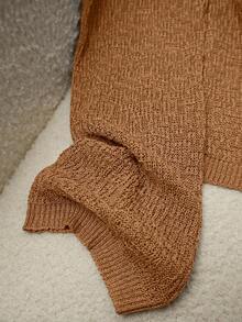 Franclia 女士休闲半透明V领开衫，混纺纱线针织开衫，春夏美拉德针织开衫，适合大学休闲春秋冬季穿着 - 棕色 - 查看 3