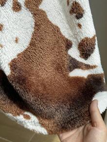 Comfortcana Plus Size Nomadic Brown Cow Print Fleece Pants