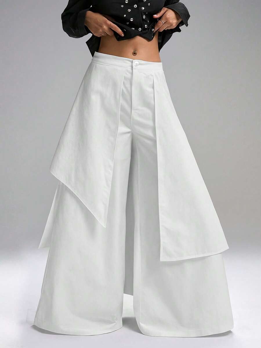 LYSMO Women's Casual Solid Color Loose Fit Pants, Autumn - White - View 1