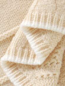 Baby Girls Ruffled Collar Long Sleeve Knitted Sweater&Matching Knitted Leggings 2 Pieces Set,Cream White,Autumn,Flowy,Family Matching Soft Outfit - Apricot - View 10