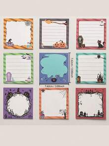 9 Pack Halloween Themed Sticky Notes - 450 Sheets With Spooky Designs, Suitable For Office, School And Home | Fun Stationery Gift | Ideal Back To School Giveaway