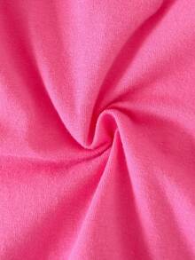 SHEIN 新生儿纯白色简约优雅长袖全长连体衣 - 玫紅色 - 查看 3
