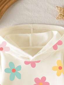 Baby Girl Casual Fashionable Versatile Sweet Floral Print Comfortable Hooded Long Sleeve Sweatshirt, Suitable For Autumn/Winter/Spring, Lightweight And Comfortable, Ideal For Autumn Wear, Fashionable Casual Outfit, Back To School, Gatherings, Outdoor Picnics, Street Photography, Campus, Holidays, Gifts Baby Sweatshirt For Girl Baby Girl Clothes Spring Fall Baby Girls Sweatshirts 2 Years Old Girl Clothes Winter