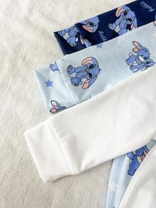 3pcs Newborn Baby Cute Rabbit Full Print Romper Set, Comfortable Home Outfit, Spring/Autumn Baby Bunny Print Romper Newborn Clothes Unisex Newborn Cotton Clothes Newborn Baby Boy Romper Long Sleeve Long Pants Romper