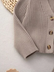 SHEIN Playful Pals Baby Girl V-Neck Button-Front Long Sleeve Cardigan Set, Minimalist Solid Color Outfit For Home & Outdoor Autumn And Winter Two Piece Suit Brown Baby Clothes Toddler Two Piece Sets Two Piece Winter Outfits For Toddler Girl Neutral Baby Clothes Unisex Fall Baby Winter Dress Knit Baby Girl Clothes Neutral Baby Clothes Unisex 2026 Fall Baby Winter Dress Knit Baby Girl Clothes Baby Girls In Autumn/Winter Toddler Knit Outfit Baby Girl Sweaters Set Baby Knit Two Piece Set Two Piece Winter Outfits For Toddler Girl Knitted Baby Outfit Baby Set Autumn Winter Season Baby Girl Knitted Outfits Baby Girl Sweaters Set Two Piece Winter Outfits For Toddler Girl Knit Two Piece Toddler Baby Warm Sets Knit Two Piece Toddler Baby Two Piece Set