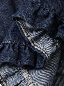 Dazy Plus 大码女式宽松直筒牛仔裤，松紧腰，荷叶边，休闲，深水洗蓝色，四季皆宜