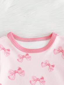 Cozy Pixies Baby Girl Cartoon Bear Print Knit Soft Crew Neck Long Sleeve Top And Elastic Waist Long Pants 2 Pieces Snug Fit Pajama Set Toddler Sleepwear Baby Girl Pajama Set Baby Girl Sleepwear Baby Girl Bow Print Set Cute Pj Set - Multicolor - View 4