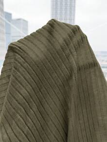 SHEIN Frenchy Camiseta de cuello alto con textura de punto acanalado y fruncido - Verde militar - Ver 7