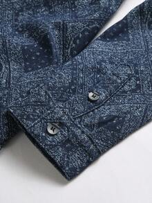Manfinity Homme Men Button Up Denim Tops For Halloween, Fall - Blue - View 4