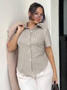 NegzBox Women Simple Daily Short Sleeve Blouse - Rust Brown - View 5