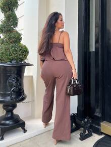 NegzBox Brown Woven Linen Tank Top & Pants Set - Brown - View 2