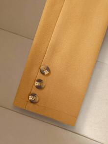 Franclia Áo khoác nữ thời trang thanh lịch màu trơn cài nút - màu nâu - Xem 6