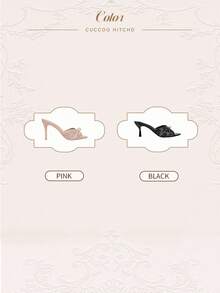 CUCCOO HITCHD Women's Round Toe Lace And Pearl High Heeled Sandals For Christmas - Baby Pink - View 17