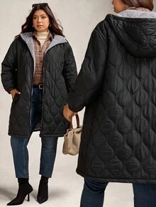Zelara 大码女式连帽保暖长款羽绒服，温暖休闲冬季女式外套，时尚女式外套，秋冬季女式外套，大码女式外套，大码外套，绗缝外套，秋季女式外套，冬季女式外套，外出上衣，外出女式乡村风拉链连帽黑色外套，连帽拉链外套，女士冬季拉链外套，女士冬季外套，黑色上衣，感恩节外套 - 黑色 - 查看 12