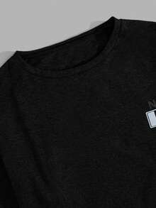 EURMUSE Men Letter Printed Long Sleeve Regular T-Shirt And Pants Loungewear Set - Black - View 3