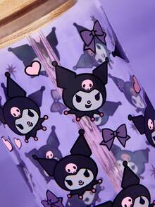 HELLO KITTY AND FRIENDS | SHEIN 1 个高硼硅玻璃杯，图案可爱，配有吸管清洁刷，耐热，适用于牛奶、果汁、咖啡等。