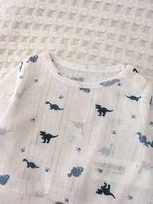 Loomiva 新生男婴/女婴卡通动物印花柔软针织圆领长袖上衣和松紧腰长裤两件套 - 彩色 - 查看 6