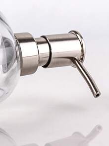 Cirelle 1pc Square Transparent Glass Press-Type Empty Bottles For Hand Soap, Body Wash, Cosmetics & Shampoo,Bathrooms,Hotels - 彩色 - 查看 5