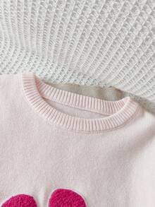 秋冬款女童字母花卉印花长袖毛衣和针织裤休闲套装 - 彩色 - 查看 5