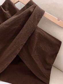 Travachic 女式纯色交叉设计无袖上衣 - 咖啡棕 - 查看 4