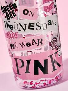 Mean Girls | SHEIN 1 chiếc cốc thủy tinh borosilicate hai lớp in chữ 11,83oz/350ml, chịu nhiệt, thích hợp đựng sữa, nước ép, cà phê, v.v., "Thật tuyệt vời", "Vào thứ Tư, chúng tôi mặc đồ hồng" - Trong sáng - Xem 5