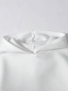 SHEIN Girlism 少女时尚街头风印花白色保暖连帽衫和打底裤套装，白色卫衣搭配黑色打底裤，黑白配色，适合秋冬季节、休闲穿着、日常及户外活动 - 黑與白 - 查看 8