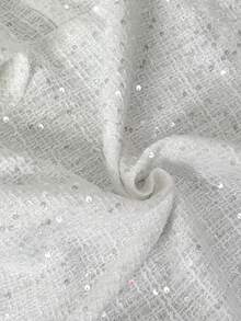Serisse Áo khoác ngoài nữ mùa thu/đông viền kim loại, cài cúc đơn, đính sequin, màu trắng, áo khoác đính sequin, thích hợp cho Giáng sinh, Năm mới, Tiệc tùng. - Màu be - Xem 7